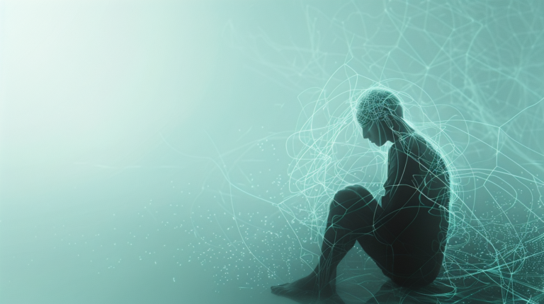 Person experiencing nervous system shutdown or freeze response in a calm setting